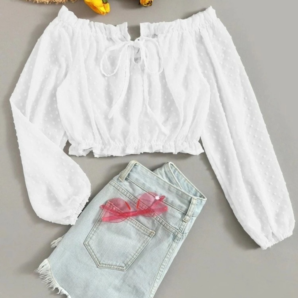 White crop top/sheer size:XL